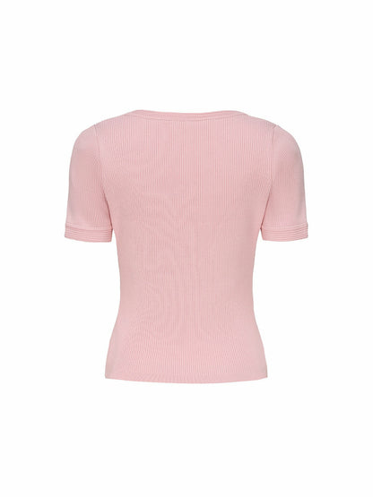 Nana Jacqueline Gemma Top: Pink Knit Top for Brunch Pink
