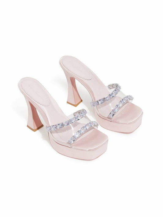 Nana Jacqueline Mirabel Diamond Heels: Pink Heels for Wedding Guest Pink