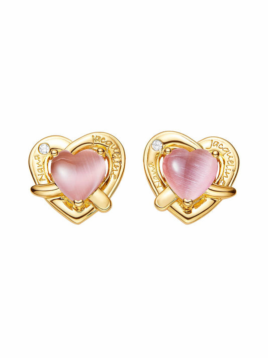 Nana Jacqueline Ambre Heart Earrings: Pink Earrings for Date Night Pink