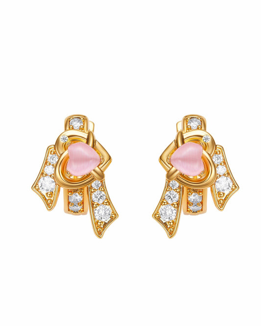Nana Jacqueline Kaia Earrings: Gold Earrings for Date Night Pink
