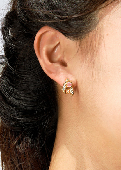 Nana Jacqueline Kaia Earrings: Gold Earrings for Date Night Pink