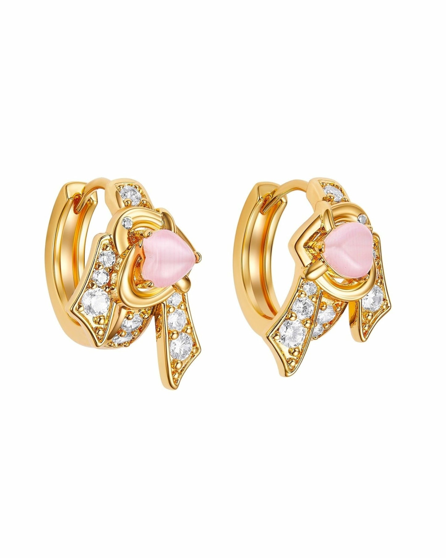 Nana Jacqueline Kaia Earrings: Gold Earrings for Date Night Pink