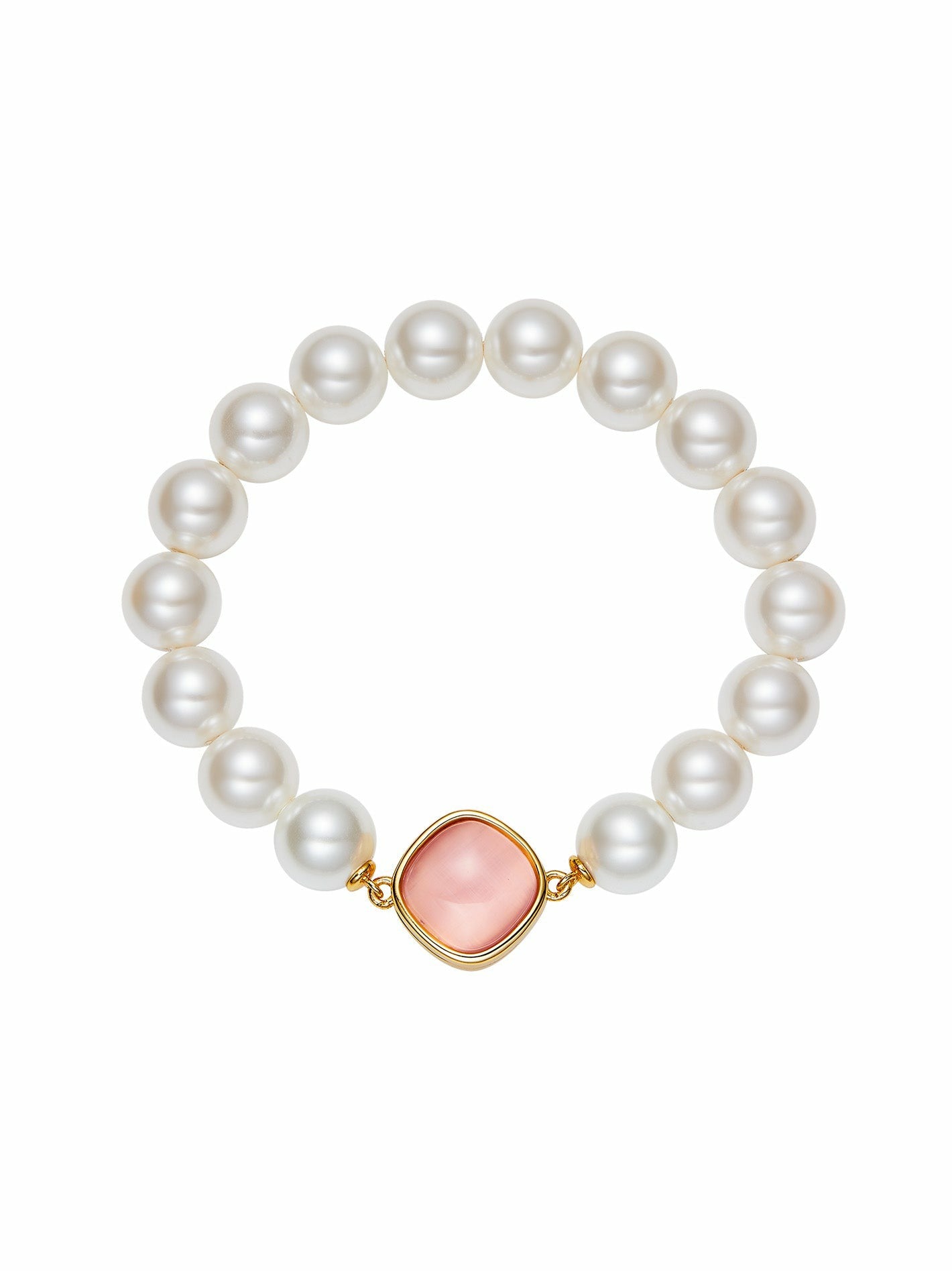 Nana Jacqueline Ilana Pearl Bracelet: White Pearl Bracelet for Bridal Shower Pink