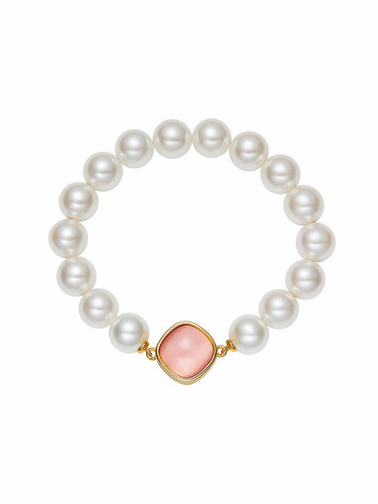Nana Jacqueline Ilana Pearl Bracelet: White Pearl Bracelet for Bridal Shower Pink