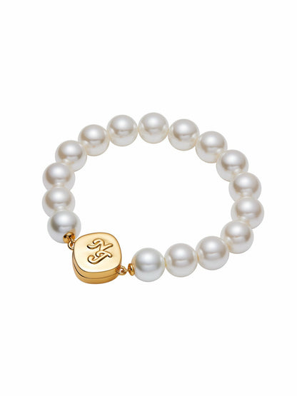 Nana Jacqueline Ilana Pearl Bracelet: White Pearl Bracelet for Bridal Shower Pink