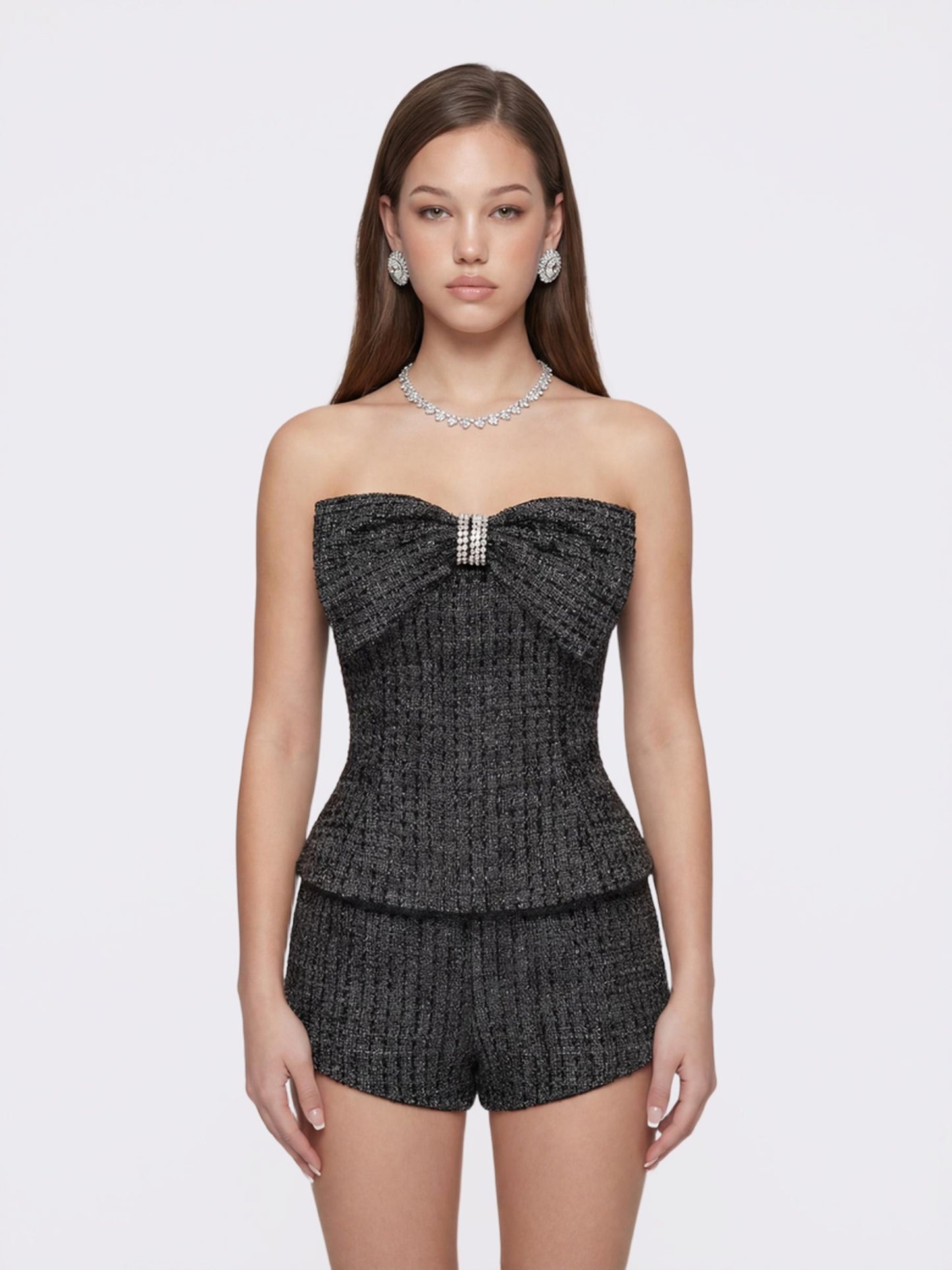 Nana Jacqueline Renée Strapless Bow Top: Black Top for Cocktail Party Black