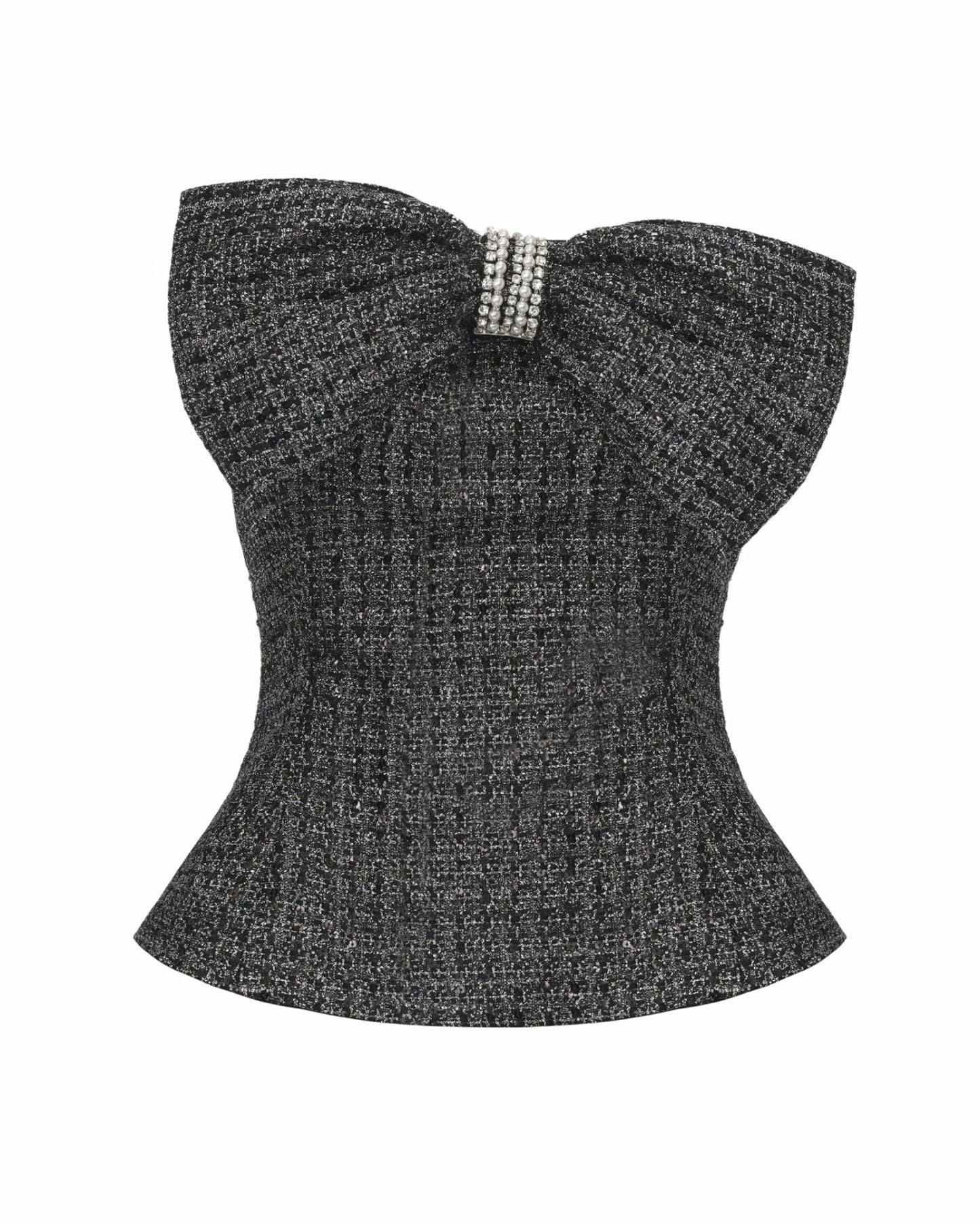 Nana Jacqueline Renée Strapless Bow Top: Black Top for Cocktail Party Black