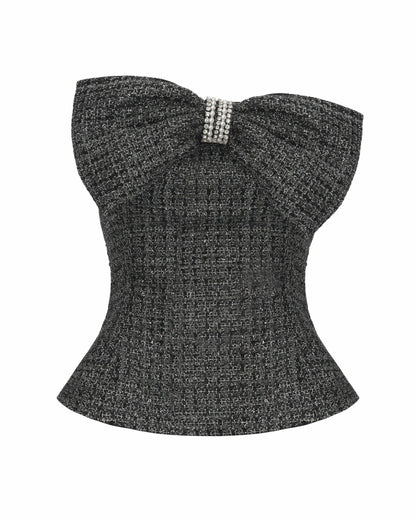Nana Jacqueline Renée Strapless Bow Top: Black Top for Cocktail Party Black
