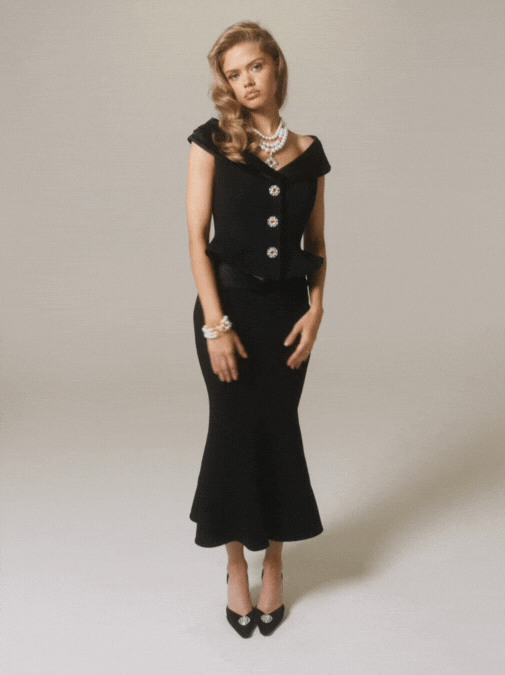 Nana Jacqueline Belle Satin Top: Black Top for Date Night Black