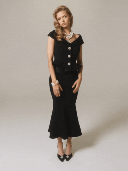 Nana Jacqueline Belle Satin Top: Black Top for Date Night Black