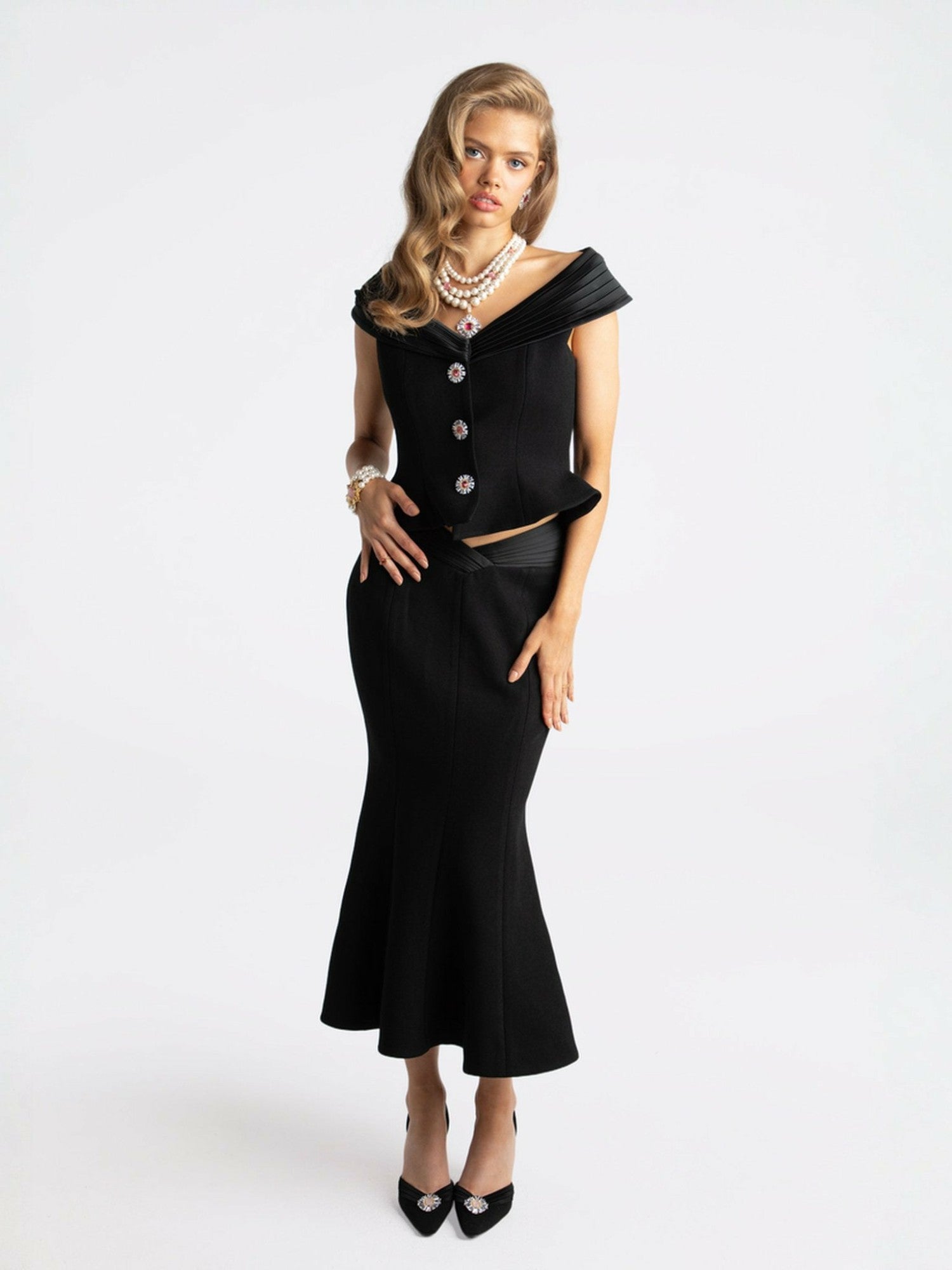 Nana Jacqueline Belle Satin Top: Black Top for Date Night Black