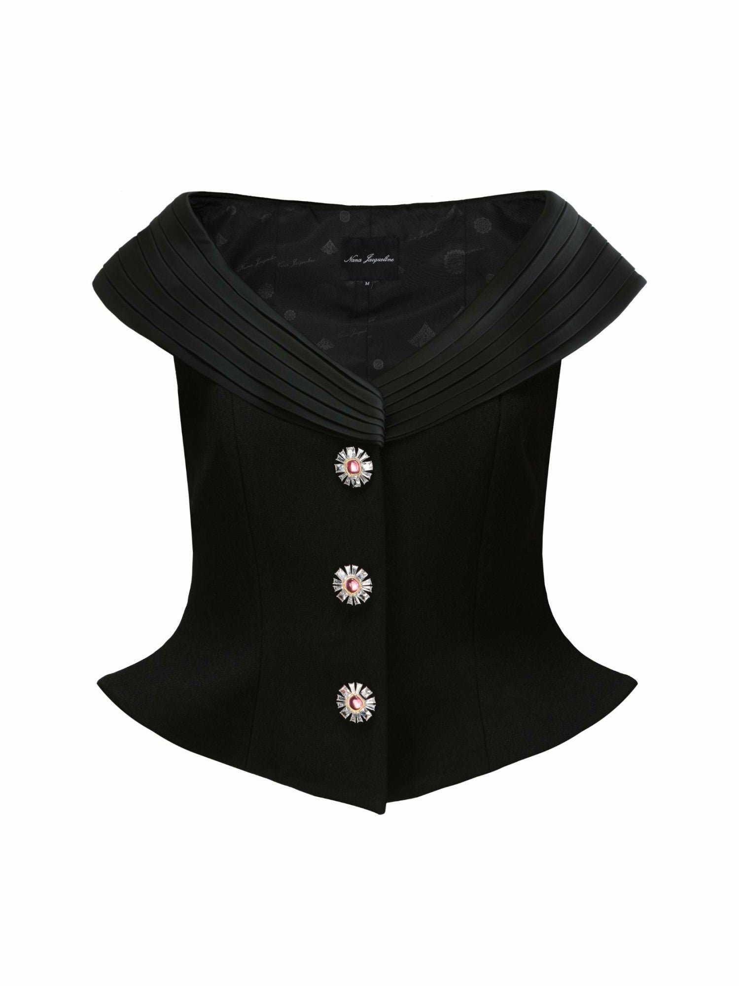 Nana Jacqueline Belle Satin Top: Black Top for Date Night Black