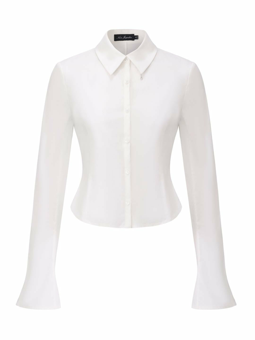 Nana Jacqueline Chantal Bell-Sleeve White Shirt: White Shirt for Office Days White