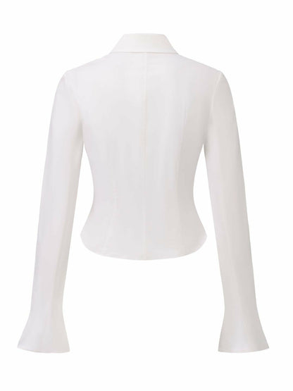 Nana Jacqueline Chantal Bell-Sleeve White Shirt: White Shirt for Office Days White