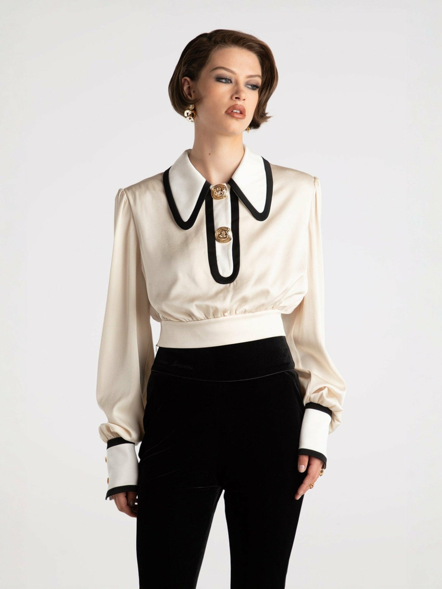 Nana Jacqueline Lori Satin Top: Cream Satin Top for Date Night Cream
