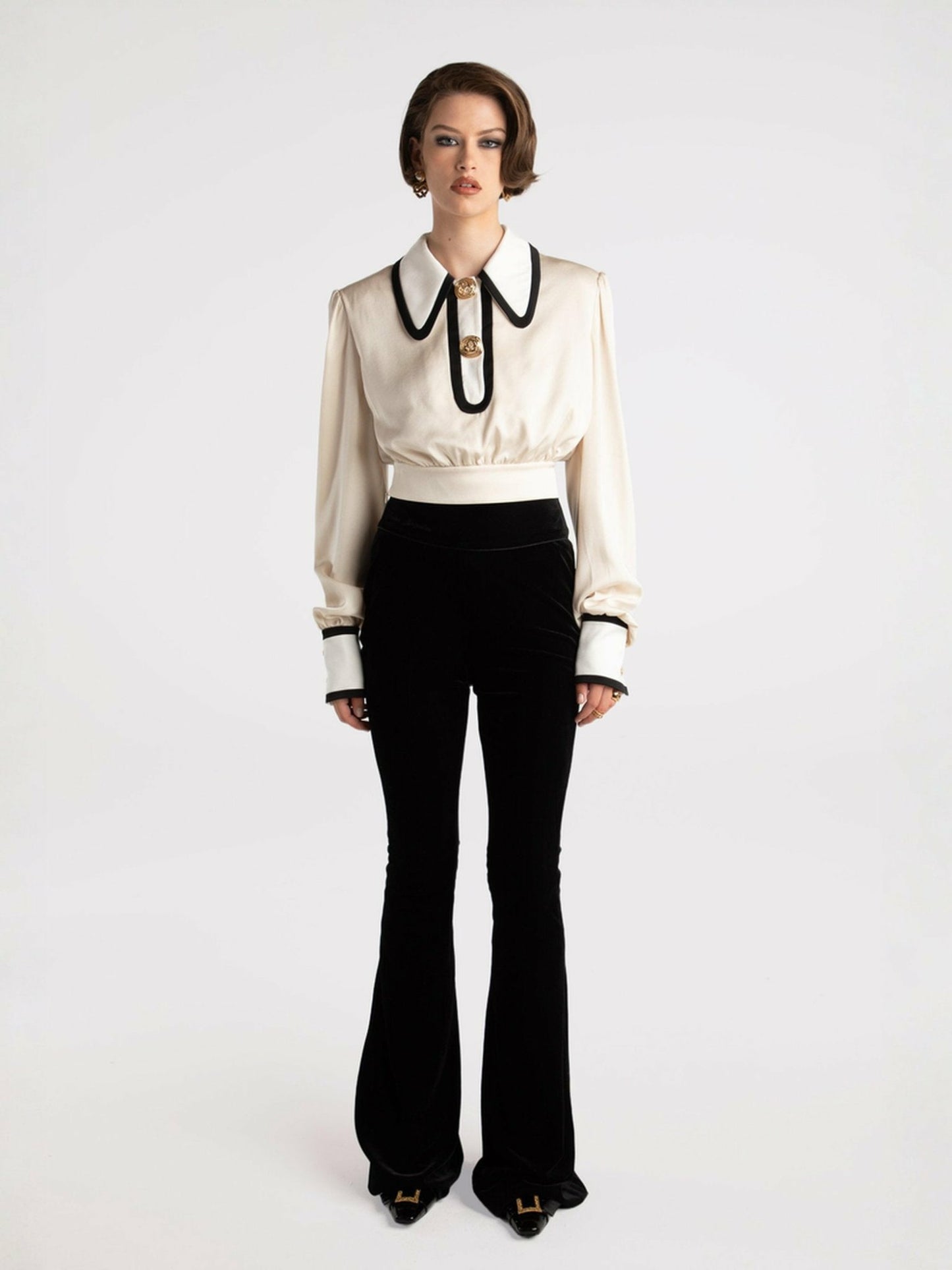 Nana Jacqueline Lori Satin Top: Cream Satin Top for Date Night Cream