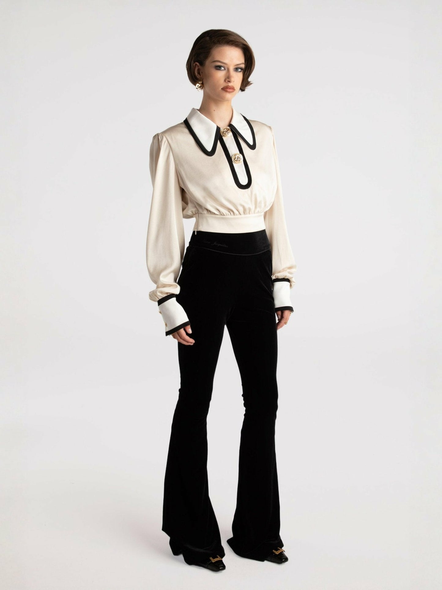 Nana Jacqueline Lori Satin Top: Cream Satin Top for Date Night Cream