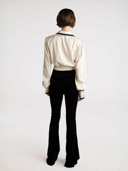 Nana Jacqueline Lori Satin Top: Cream Satin Top for Date Night Cream