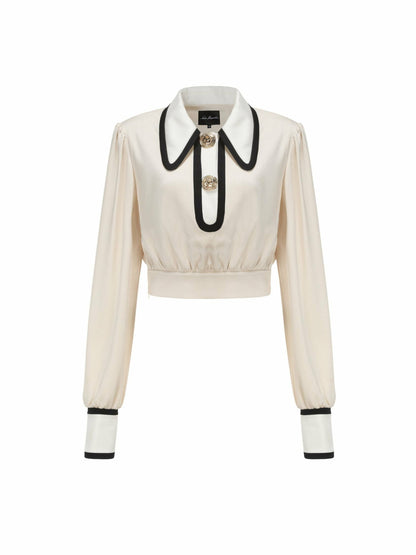 Nana Jacqueline Lori Satin Top: Cream Satin Top for Date Night Cream