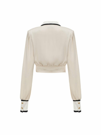 Nana Jacqueline Lori Satin Top: Cream Satin Top for Date Night Cream