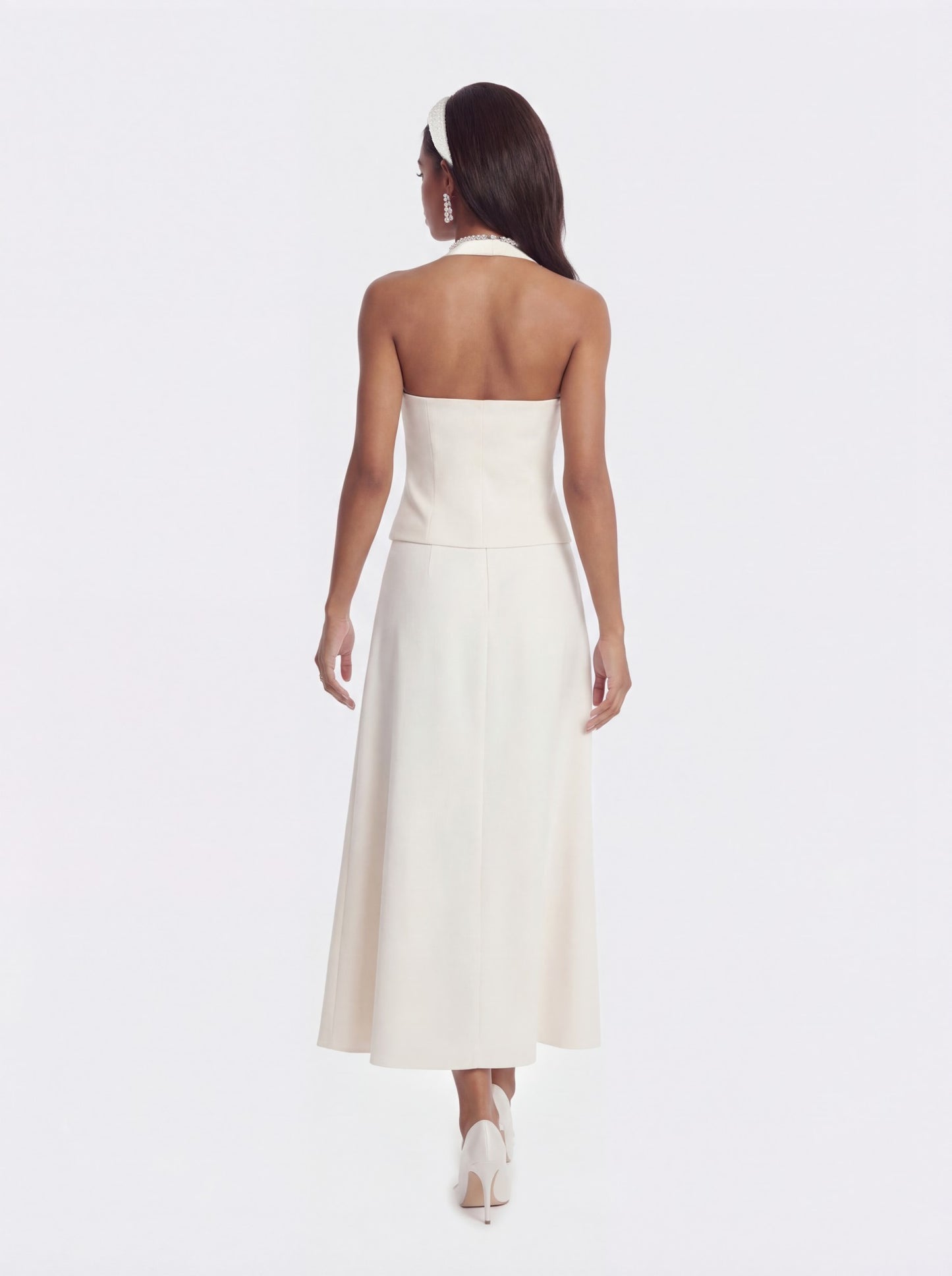 Nana Jacqueline Amara Tailored Halter White Vest: White Vest for Bridal Shower White