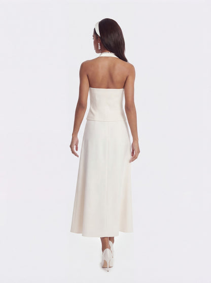 Nana Jacqueline Amara Tailored Halter White Vest: White Vest for Bridal Shower White
