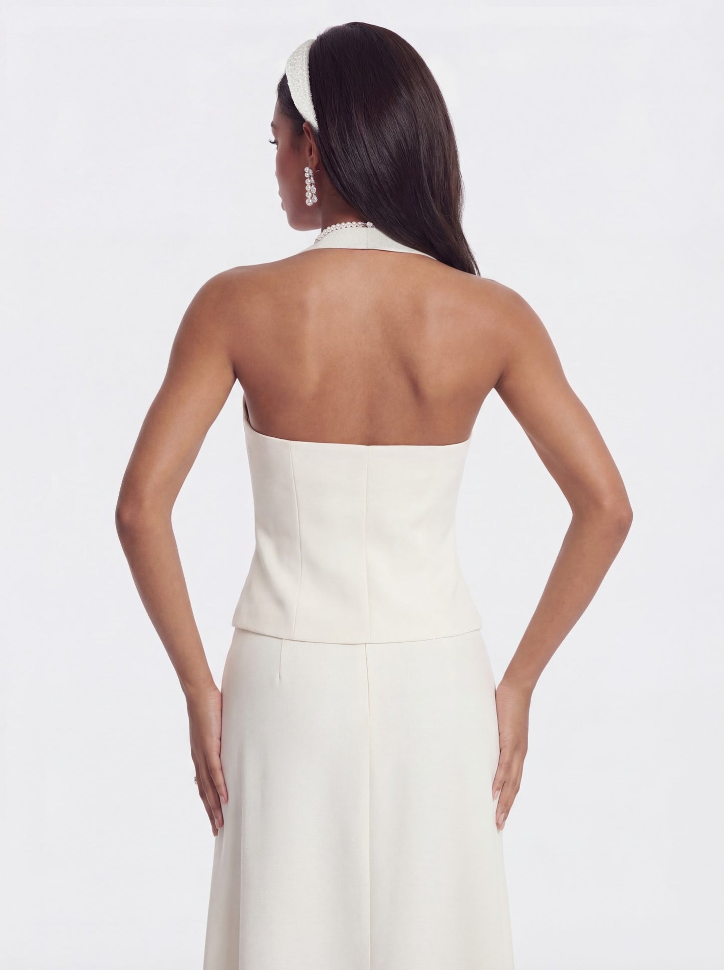 Nana Jacqueline Amara Tailored Halter White Vest: White Vest for Bridal Shower White