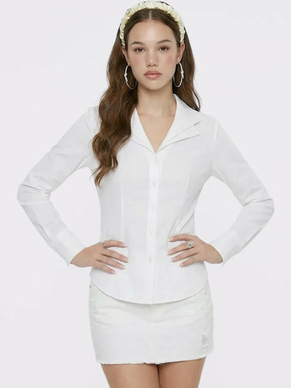 Nana Jacqueline White Tailored Long Sleeve Button-Down Shirt White