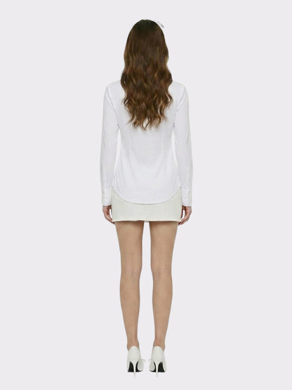 Nana Jacqueline White Tailored Long Sleeve Button-Down Shirt White