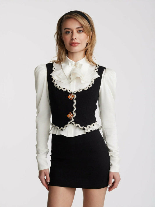 Nana Jacqueline Lisette Vest Top: Black Vest Top for Date Night Black