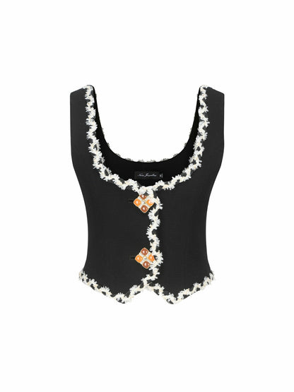 Nana Jacqueline Lisette Vest Top: Black Vest Top for Date Night Black