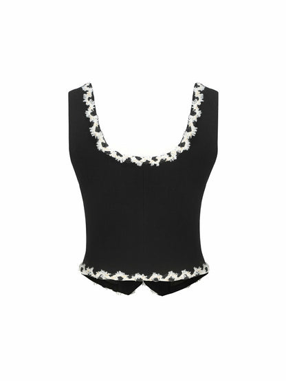 Nana Jacqueline Lisette Vest Top: Black Vest Top for Date Night Black