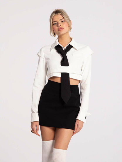 Nana Jacqueline Portia Top + Tie: White Top for Date Night White