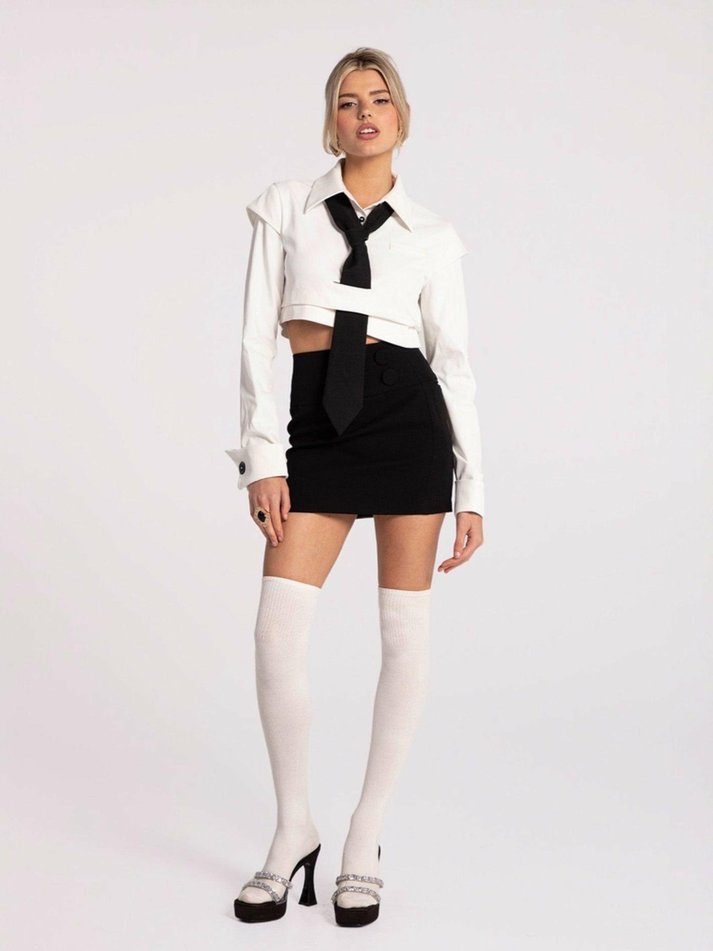 Nana Jacqueline Portia Top + Tie: White Top for Date Night White