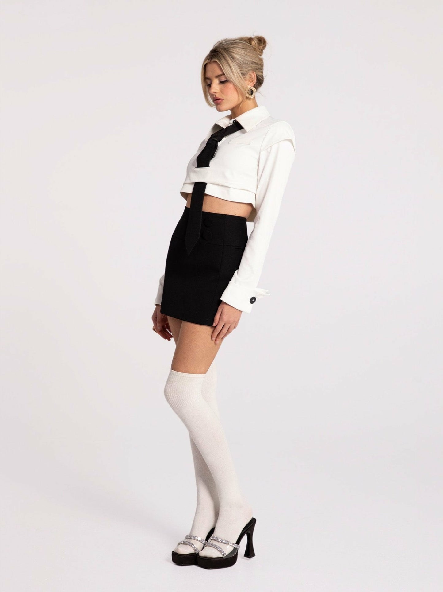 Nana Jacqueline Portia Top + Tie: White Top for Date Night White