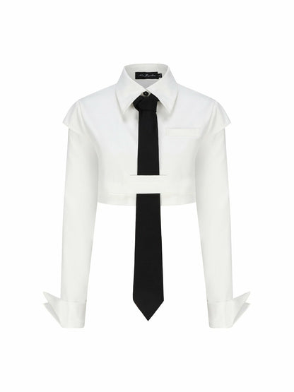 Nana Jacqueline Portia Top + Tie: White Top for Date Night White