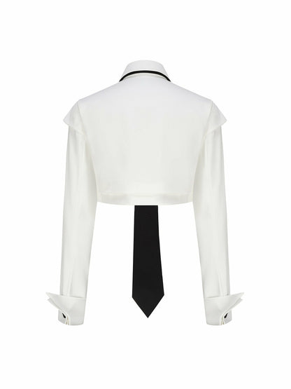 Nana Jacqueline Portia Top + Tie: White Top for Date Night White