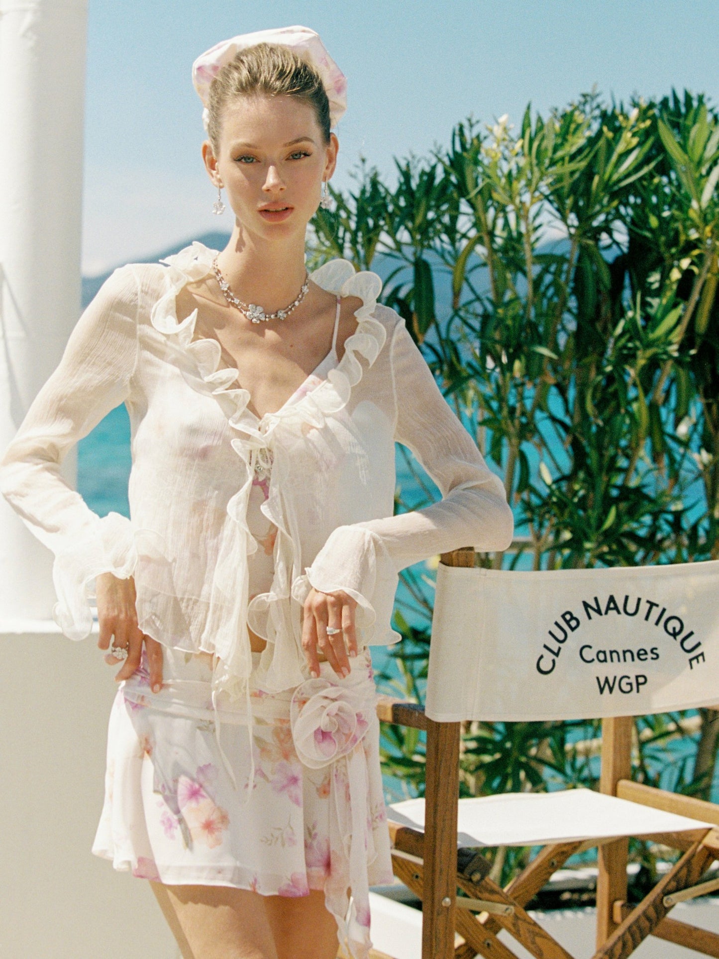Nana Jacqueline Monroe Ruffle Tie Champagne Blouse Champagne