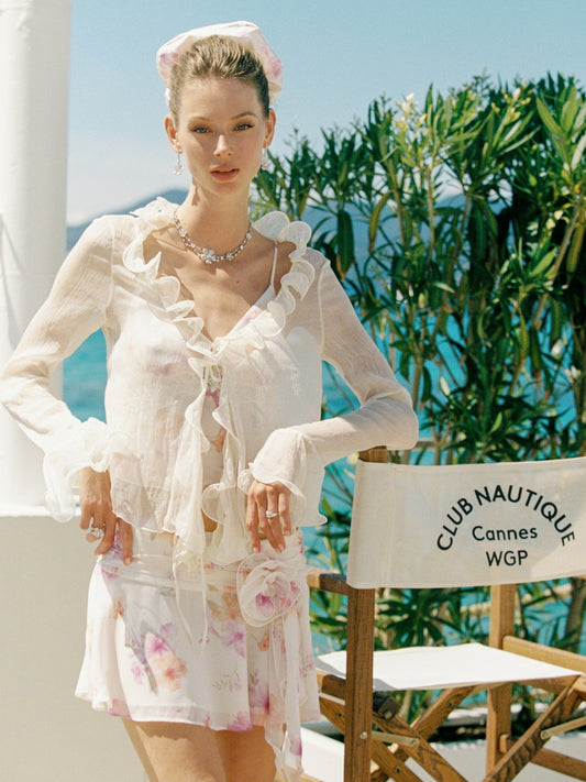 Nana Jacqueline Monroe Ruffle Tie Champagne Blouse Champagne