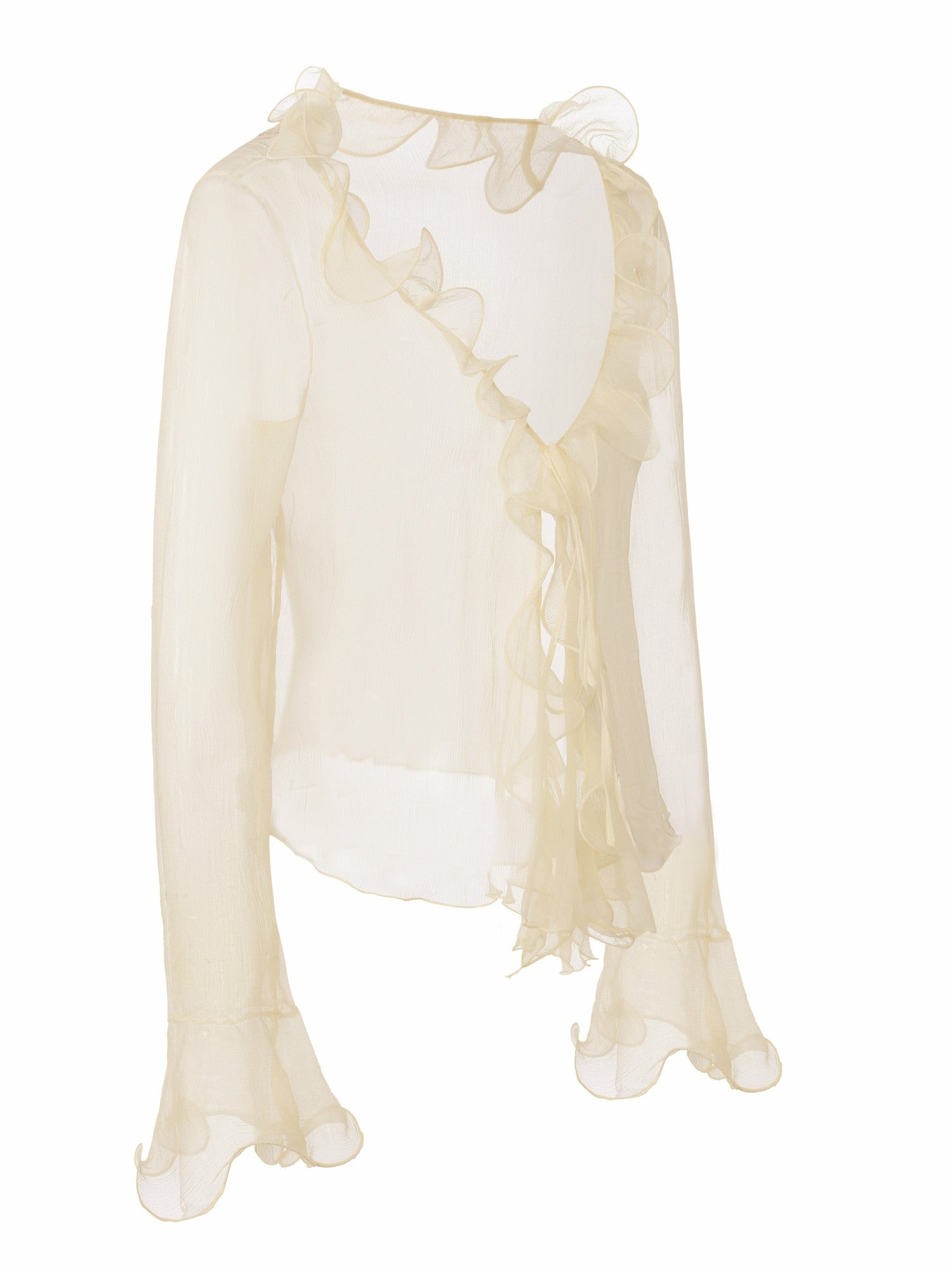 Nana Jacqueline Monroe Ruffle Tie Champagne Blouse Champagne
