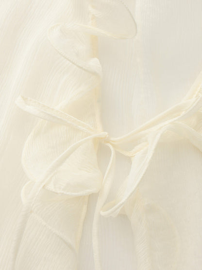 Nana Jacqueline Monroe Ruffle Tie Champagne Blouse Champagne