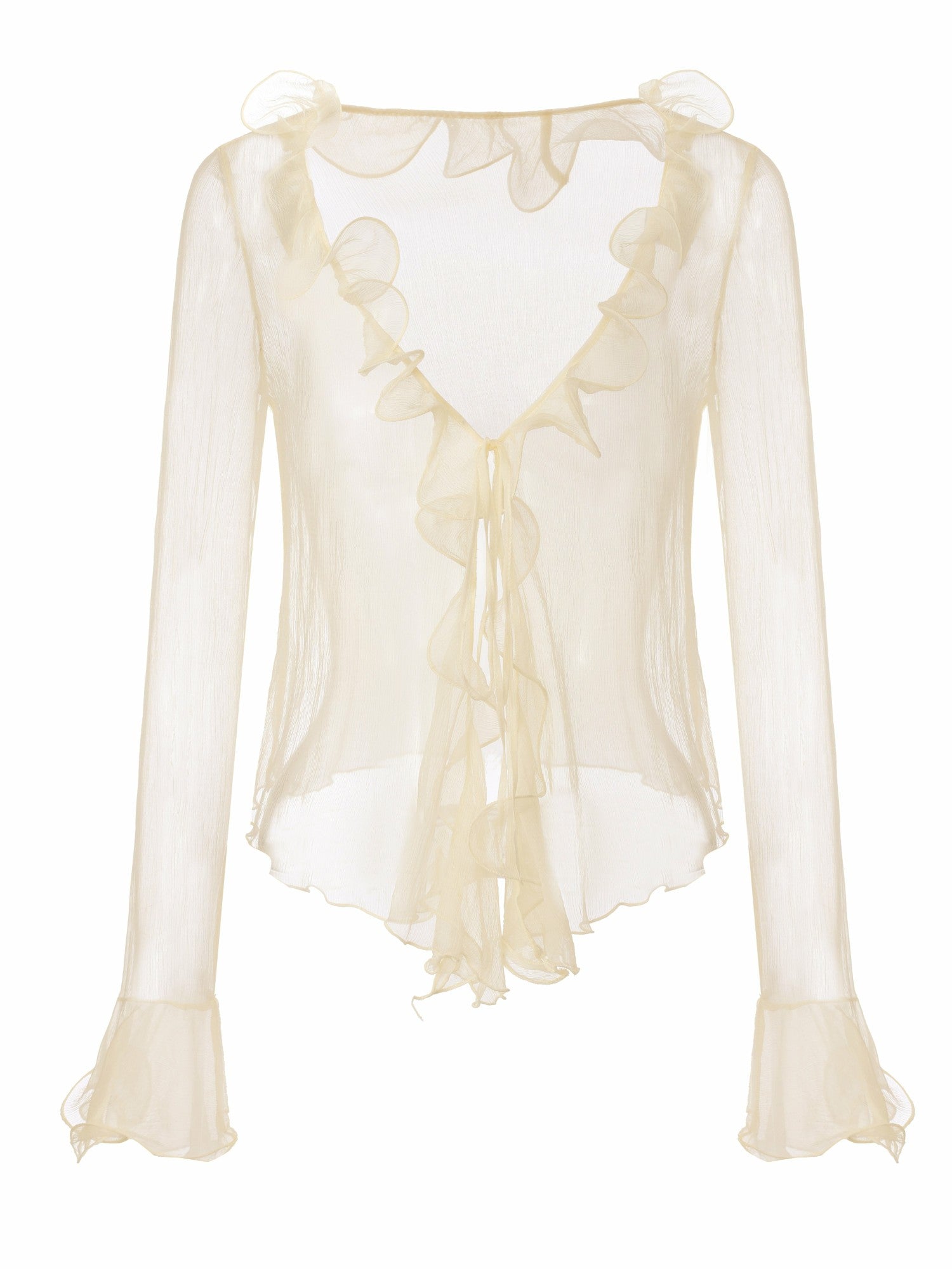 Nana Jacqueline Monroe Ruffle Tie Champagne Blouse Champagne