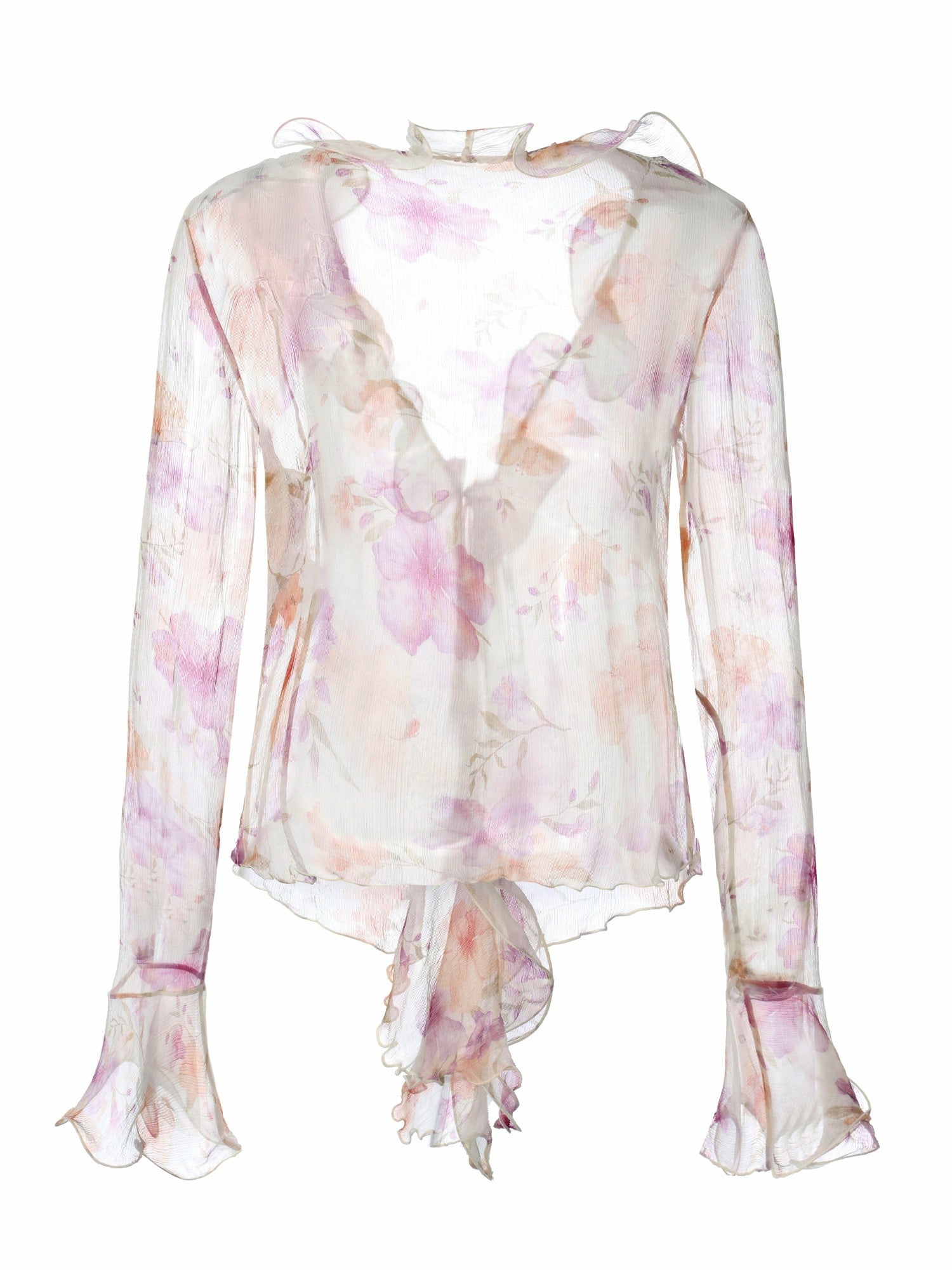 Nana Jacqueline Monroe Tie-Front Ruffle Cream Blouse Champagne