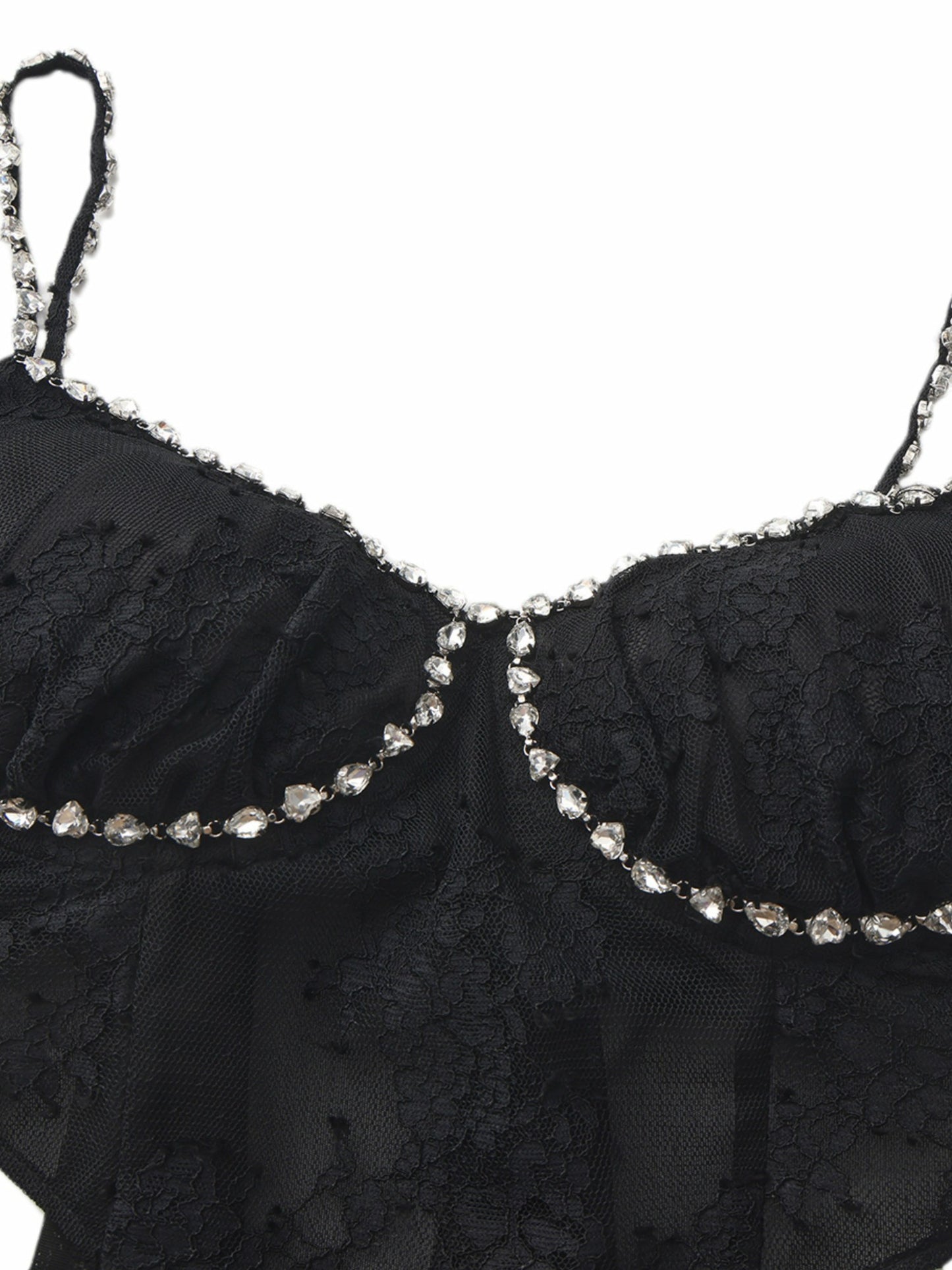 Nana Jacqueline Noemi Crystal-Strap Lace Black Top Black