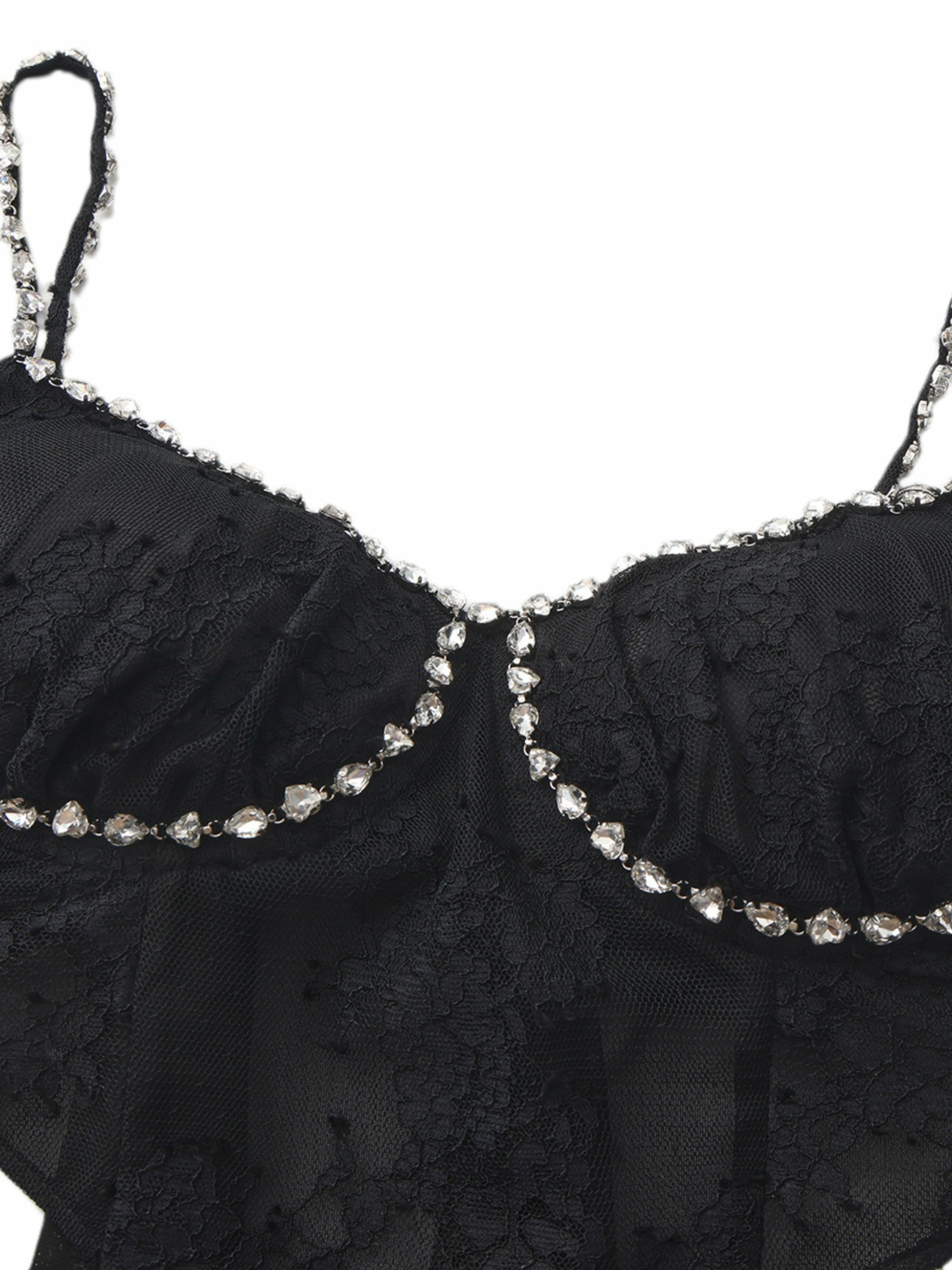 Nana Jacqueline Noemi Crystal-Strap Lace Black Top Black
