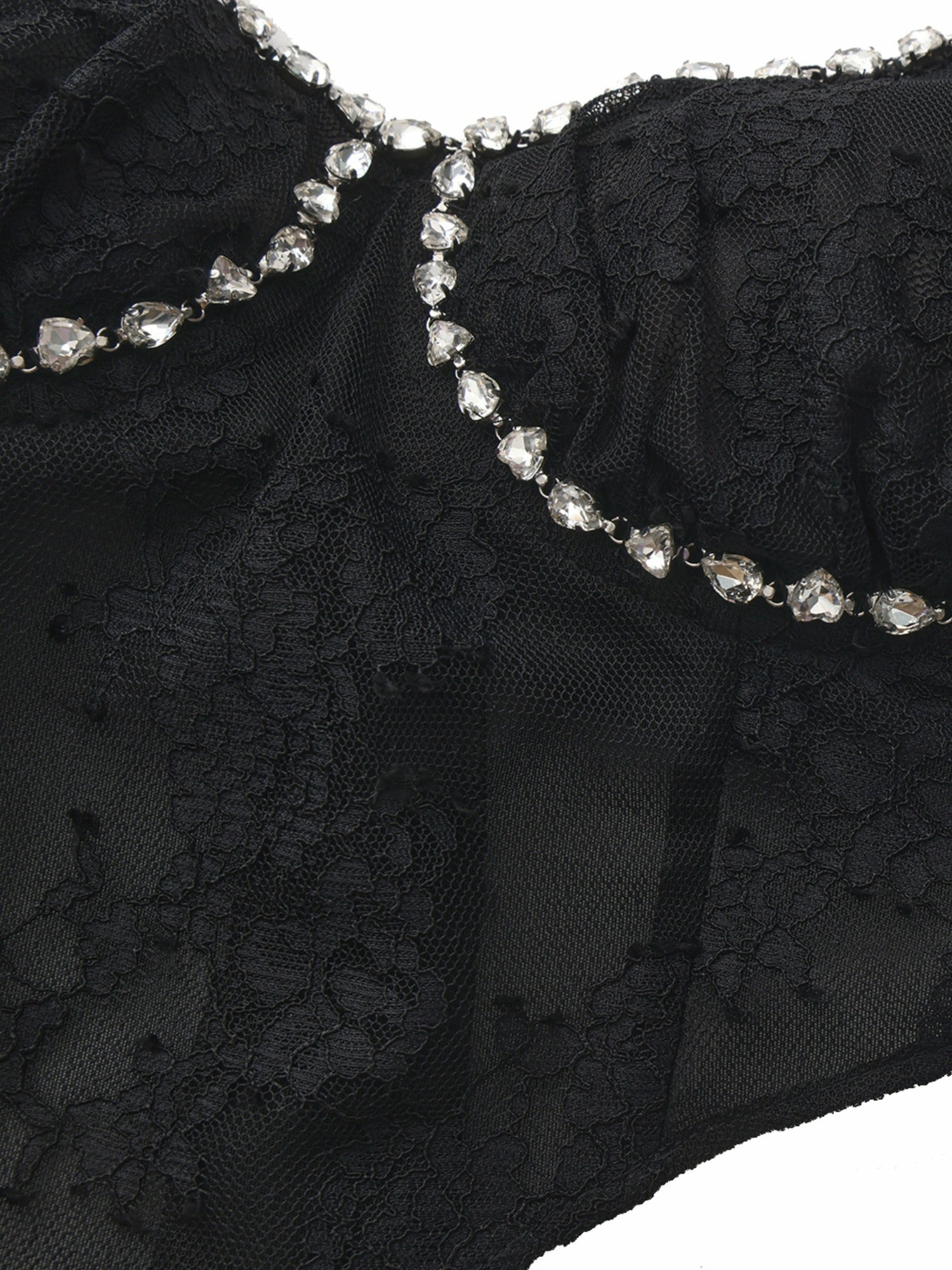 Nana Jacqueline Noemi Crystal-Strap Lace Black Top Black