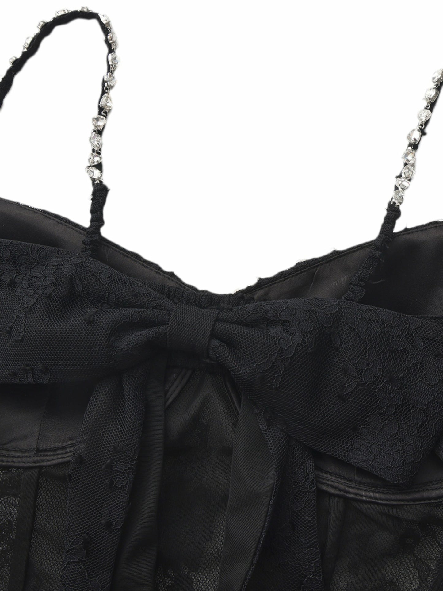 Nana Jacqueline Noemi Crystal-Strap Lace Black Top Black