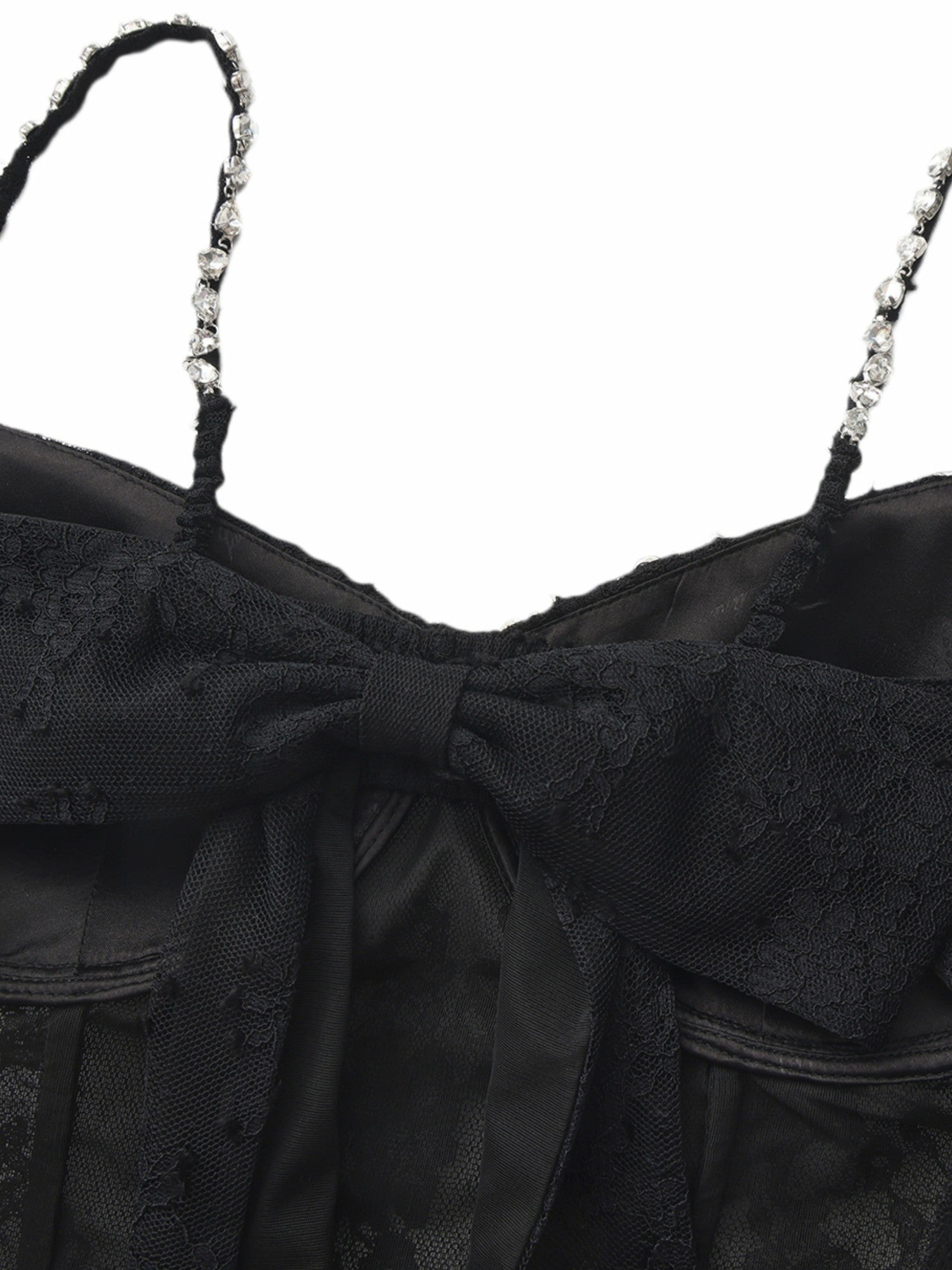Nana Jacqueline Noemi Crystal-Strap Lace Black Top Black