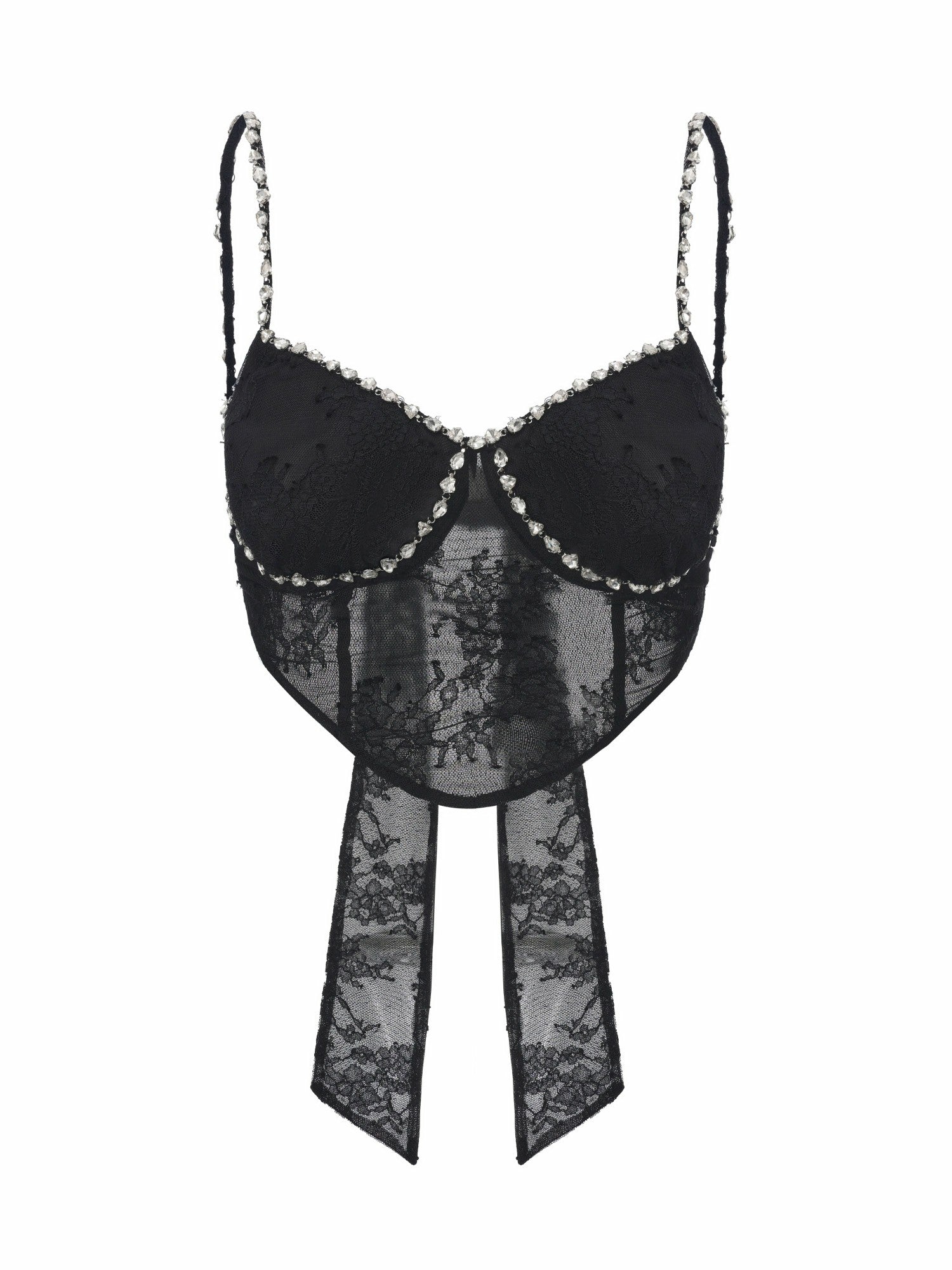 Nana Jacqueline Noemi Crystal-Strap Lace Black Top Black