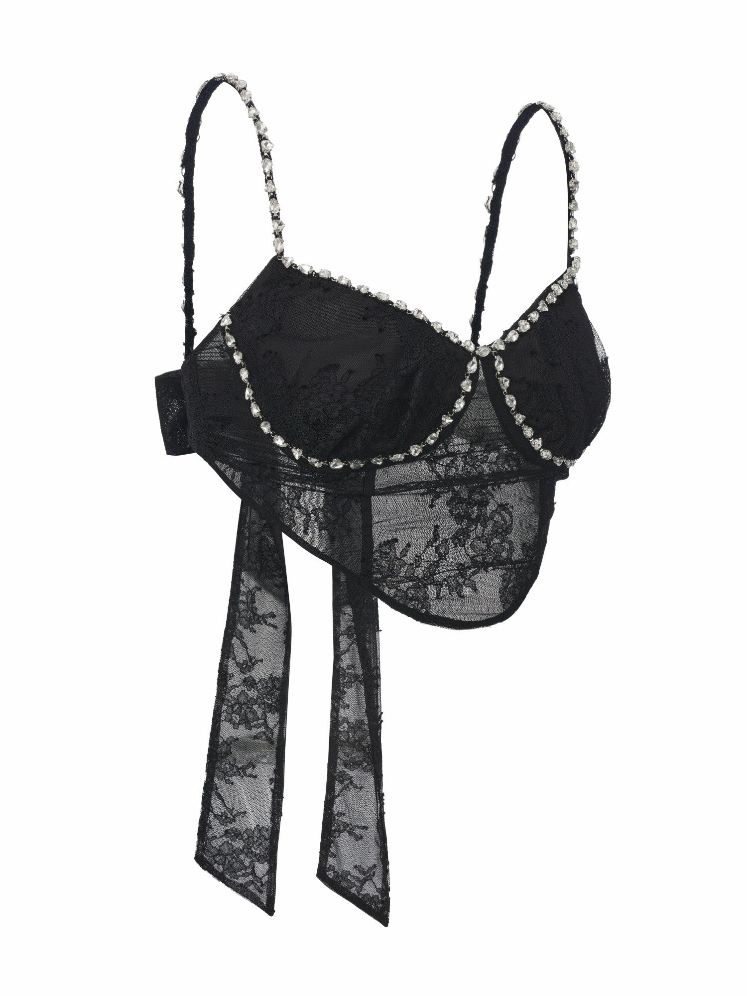 Nana Jacqueline Noemi Crystal-Strap Lace Black Top Black